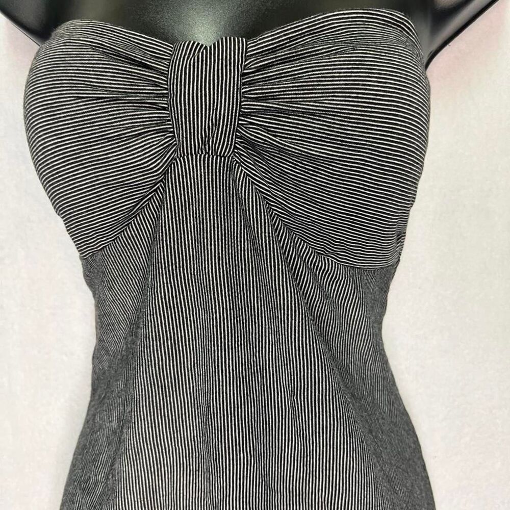 NWT Guess Strapless Pinstripe Bow Tube Mini Dress Black Gray Size S Y2K Parisian
